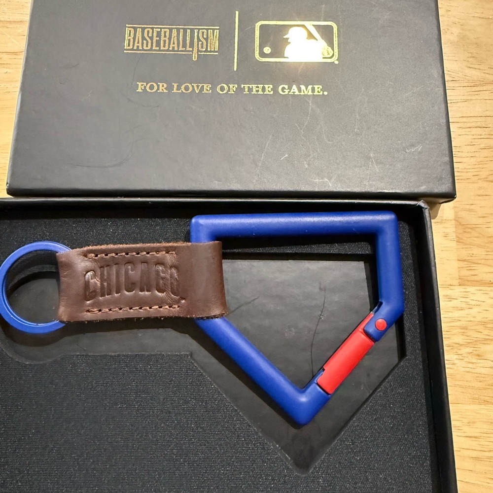 Cubs home plate carabiner key chain